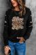 Black Leopard Mama Graphic Ripped Sleeve Sweatshirt