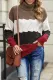 Red Turtle Neck Color Block Fluffy Twist Sweater