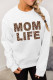 White MOM LIFE Leopard Print Long Sleeve Pullover Sweatshirt