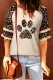 Apricot Leopard Paw Print Ruffled Sleeves Top