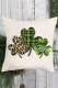 Beige St. Patrick's Day Lucky Shamrock Print Pillow Cover