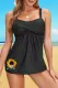 BE Kind Sunflower Print Ruched Sleeveless Briefs Tankini Swimsuit