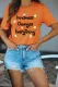 Orange Kindness Changes Everything Letters Graphic Short Sleeves Top