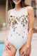 White Floral Print Cut-out Open Back Sleeveless One-piece Swimwear