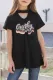 Black Vintage Quirky Graphic Kids Short Sleeve Top