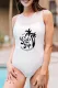 White Plant Letter Print Cut-out Sleeveless One-piece Swimsuit