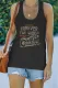 Black Casual Letter Print MOTORCYCLE Graphic Tank Top