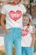 White Mother and Me Mini Heart Print Short Sleeve Girl's T Shirt