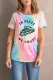 Multicolor IN PIZZA WE CRUST Graphic Tie Dye Lace Sleeve T-Shirt