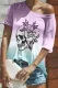 Purple Skull & Floral Print Ombre T Shirt