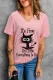 Pink Everything Is Fine Letters Graphic V Neck T-shirt