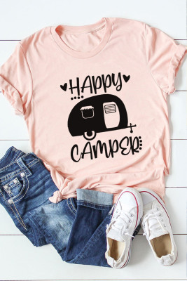 Pink HAPPY CAMPER Graphic Tee