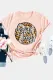 Pink Game Day Leopard Circle Graphic Short Sleeve Top
