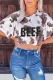 Brown BEEF Cow Print Loose Fit Short Sleeve T Shirt
