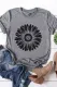 Gray Sunflower Graphic Printed Crew Neck T Shirt
