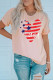 Różowa koszulka z nadrukiem w kształcie flagi USA w kształcie serca