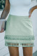 Green Tiered Tassel Zip-up High Waist Mini Skirt