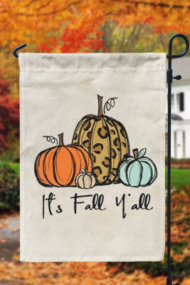 Beige It's Fall Y'all Pumpkin Leopard Print Garden Flag