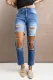 Distressed Holes Hollow-out Straight Jeans