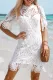 White Puff Sleeve Crochet Lace Mini Dress