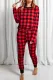 Fiery Red Plaid Two Pieces Loungewear