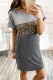 Colorblock Leopard Insert T-shirt Mini Dress