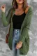 Green Front Pocket and Buttons Closure Cardigan