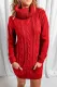Fiery Red Cowl Neck Cable Knit Sweater Dress