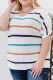 White Plus Size Multicolor Striped Knit Short Sleeve Top