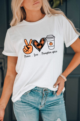 White Peace Love Pumpkin Spice Graphic T Shirt