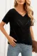 Black V Neck Eyelet Knitted Top with Scalloped Trims