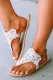 White Lace Applique Strappy Flip Flop Sandals