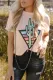 Pink Western Cactus Color Block Graphic T-shirt
