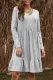Gray Brushed Fleece Long Sleeve Ruffle Mini Dress