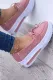 Pink Casual Lace-Up Platform Shoe