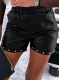 Beaded Faux Leather High Waist Shorts