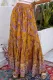 Orange Boho Floral Print Ruffled Elastic High Waist Maxi Skirt