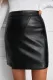 Black Faux Leather Mini Skirt with Slit