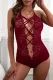 Wine Fiery Red Strappy Lace Goth Teddy Lingerie
