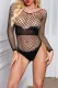 Fishnet Hollow-out Shadowed Long Sleeves Teddy Lingerie