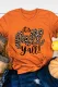Orange Its Fall Yall Animal Print Casual T Shirt