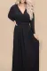 Black Wrap V Neck Dolman Sleeve Pleated Maxi Dress