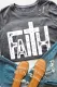 Gray Faith Cross Vintage Graphic Print T Shirt