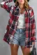 Fiery Red Plaid Print Buttoned Shirt Jacket