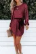 Wine Fiery Red Loose Long Sleeve Sequin Dress with Sash