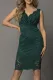Green Lace Sleeveless Deep V Neck Bodycon Midi Dress