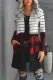 Fiery Red Plaid Colorblock Striped Cardigan