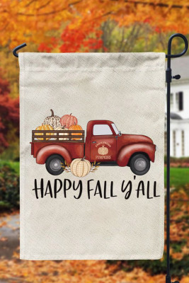 Beige Happy Fall Y'all Pumpkin Graphic Garden Flag