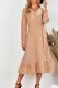 Apricot Button Polka Dot High Slit Ruffled Midi Dress