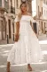 White Off-the-shoulder Ruffled Lace Maxi Dress